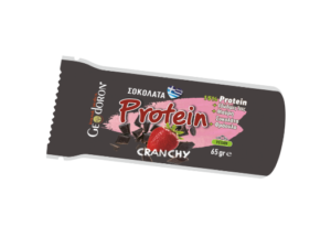 ΜΠΑΡΑ ΠΡΩΤΕΪΝΗΣ ΜΕ ΣΟΚΟΛΑΤΑ ΚΑΙ ΦΡΑΟΥΛΑ  CRUNCHY 85gr GEODORON
