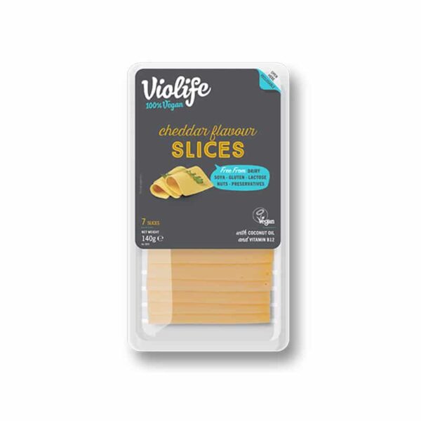 ΦΥΤΙΚΟ ΥΠΟΚΑΤΑΣΤΑΤΟ ΤΥΡΙΟΥ ΜΕ ΓΕΥΣΗ CHEDDAR ΣΕ ΦΕΤΕΣ 140gr VIOLIFE